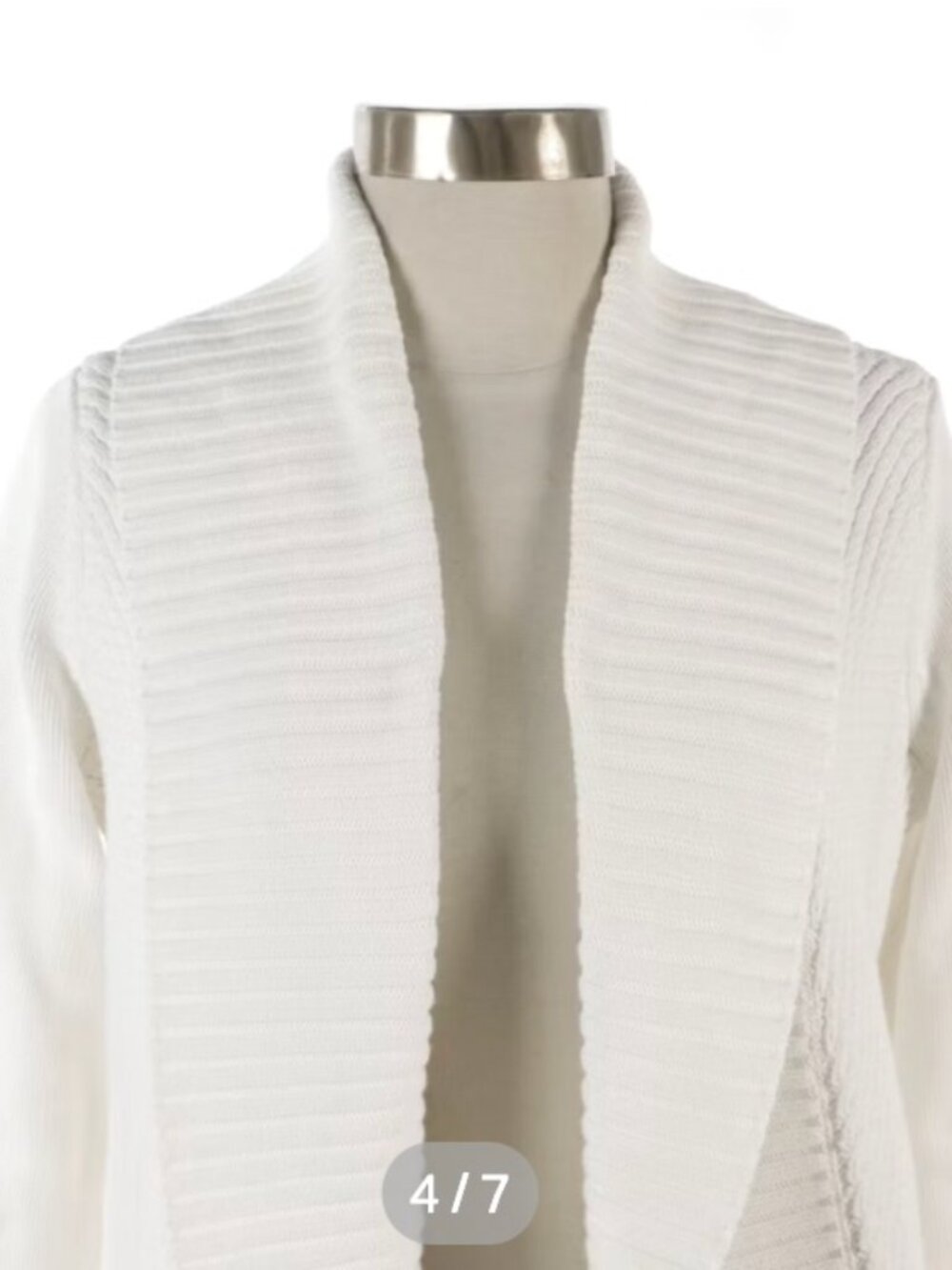 Lauren Ralph Lauren White Knit Cotton Shawl Collar Cardigan - Picture 5 of 7